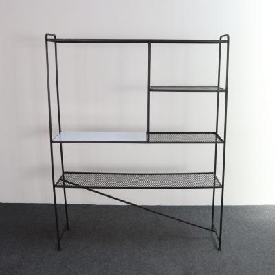 Mid Century American Modern Iron Shelving Unit Etagere by Freda Diamond
