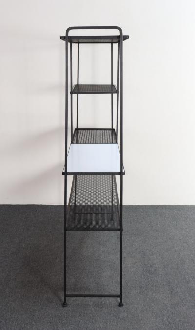 Mid Century American Modern Iron Shelving Unit Etagere by Freda Diamond