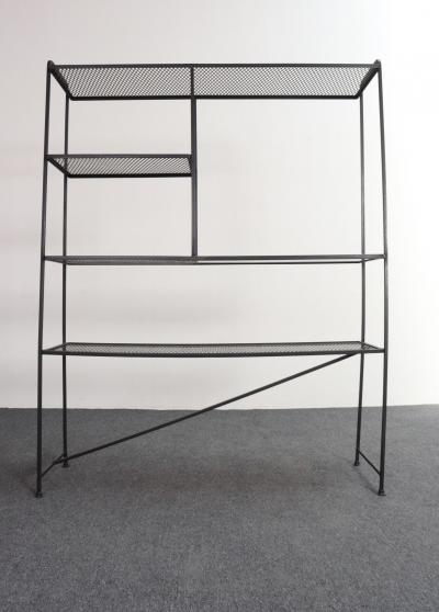 Mid Century American Modern Iron Shelving Unit Etagere by Freda Diamond