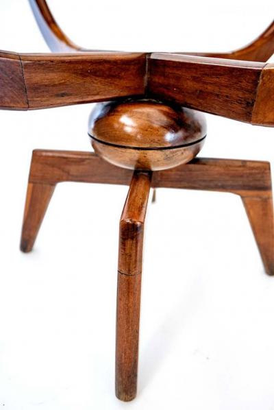 Mid Century American Modern Round Wood Glass Coffee Table