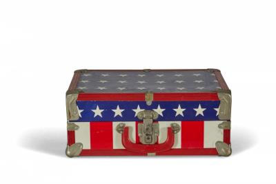Mid Century American Small Red White and Blue Flag Motif Suitcase