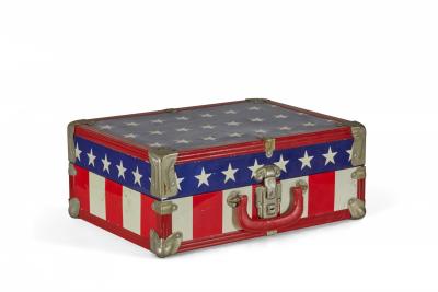 Mid Century American Small Red White and Blue Flag Motif Suitcase