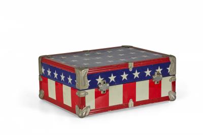 Mid Century American Small Red White and Blue Flag Motif Suitcase