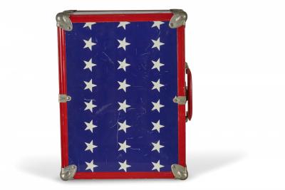 Mid Century American Small Red White and Blue Flag Motif Suitcase