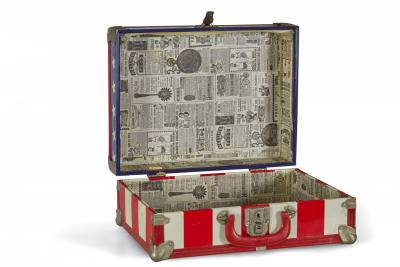 Mid Century American Small Red White and Blue Flag Motif Suitcase