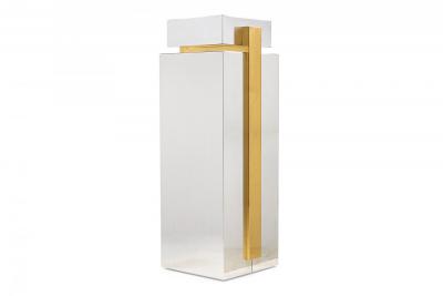 Mid Century American Stainless Steel and Brass Display Pedestal