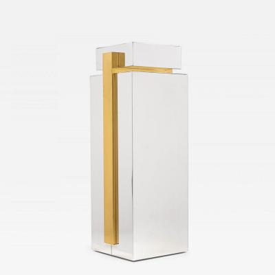 Mid Century American Stainless Steel and Brass Display Pedestal