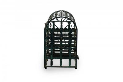 Mid Century American Treasure Chest Iron Wine Rack with Latched Draw Door