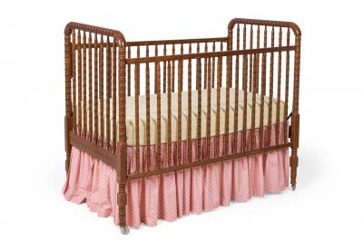 Mid Century American Turned Spindle Lacquered Wood Baby Crib