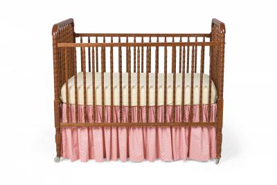 Mid Century American Turned Spindle Lacquered Wood Baby Crib
