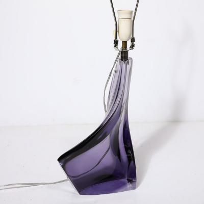 Mid Century Amorphic Crystal Table Lamp in Smoked Amethyst W Makers Stamp