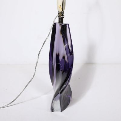 Mid Century Amorphic Crystal Table Lamp in Smoked Amethyst W Makers Stamp