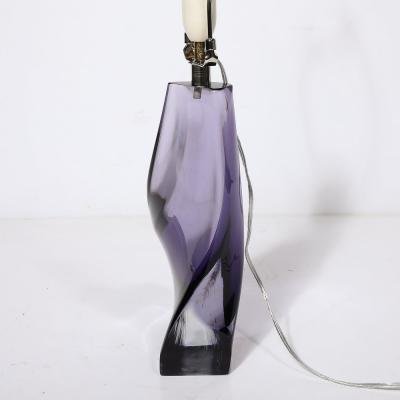 Mid Century Amorphic Crystal Table Lamp in Smoked Amethyst W Makers Stamp