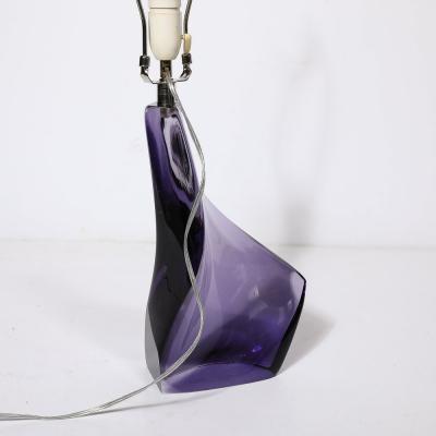 Mid Century Amorphic Crystal Table Lamp in Smoked Amethyst W Makers Stamp