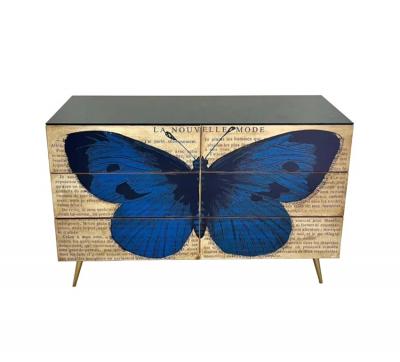 Mid Century Art Deco Style Italian Handcrafted Pop Art Six Drawer Chest Cabinet