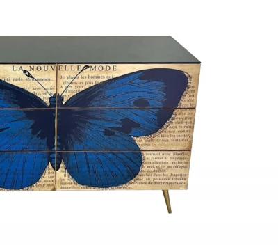 Mid Century Art Deco Style Italian Handcrafted Pop Art Six Drawer Chest Cabinet