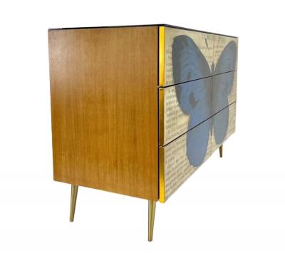 Mid Century Art Deco Style Italian Handcrafted Pop Art Six Drawer Chest Cabinet