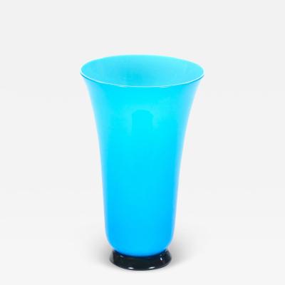 Mid Century Art Deco Style Murano Glass Turquoise Black Decorative Vase