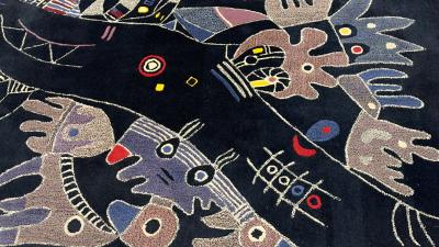 Mid Century Artistic French Tapestry 5 3 x 7 8 