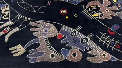 Mid Century Artistic French Tapestry 5 3 x 7 8 