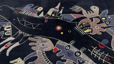 Mid Century Artistic French Tapestry 5 3 x 7 8 