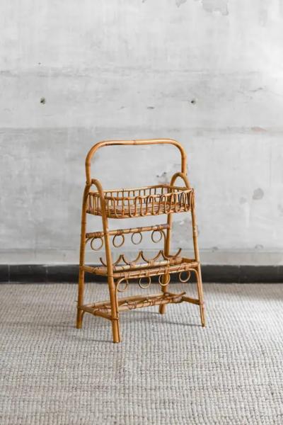 Mid Century Bamboo Bottle Rack Etag re