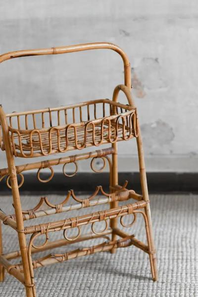 Mid Century Bamboo Bottle Rack Etag re