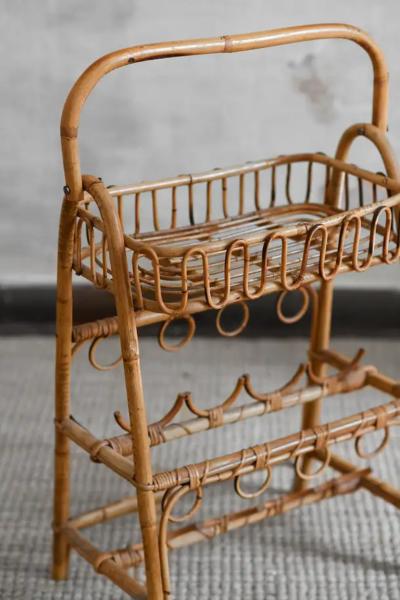 Mid Century Bamboo Bottle Rack Etag re
