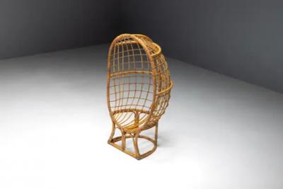 Mid Century Bamboo Egg Chair Italy 1970s