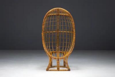 Mid Century Bamboo Egg Chair Italy 1970s