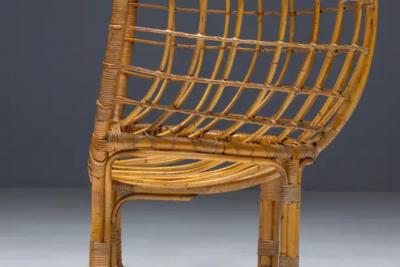 Mid Century Bamboo Egg Chair Italy 1970s