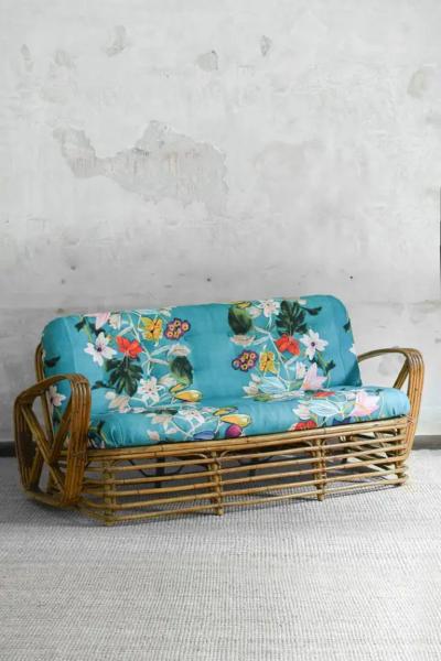 Mid Century Bamboo Sofa