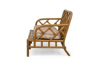 Mid Century Bamboo loveseat with lattice design back