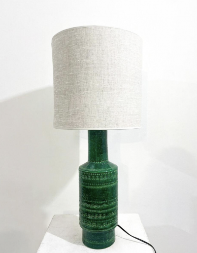Mid Century Bitossi Ceramic Green Table Lamp Italy 1960s