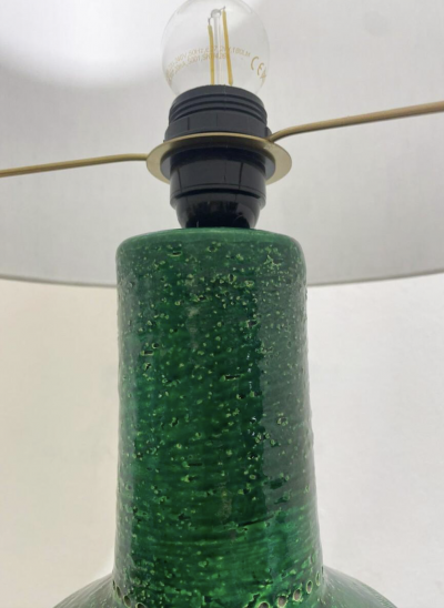 Mid Century Bitossi Ceramic Green Table Lamp Italy 1960s