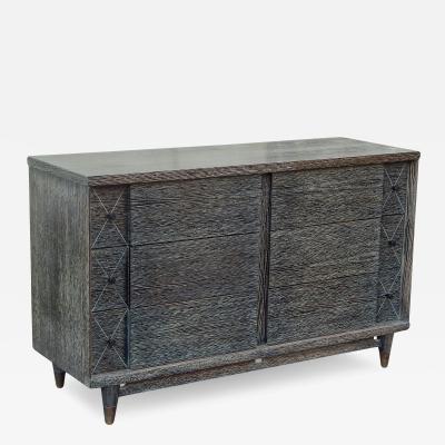 Mid Century Black Cerused Double Dresser