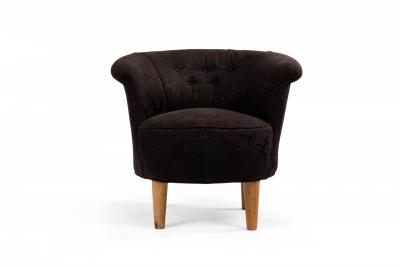 Mid Century Black Upholstered Tub Chair