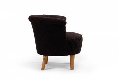 Mid Century Black Upholstered Tub Chair
