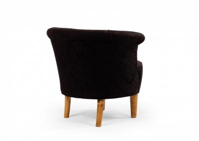 Mid Century Black Upholstered Tub Chair