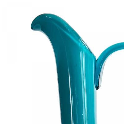 Mid Century Blue Glass Pitcher