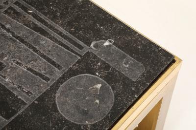 Mid Century Bluestone Coffee Table Geometric Relief Design Belgium 1960