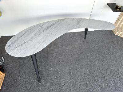 Mid Century Boomerang Marble and Metal Compass Console Table Italy 1970s