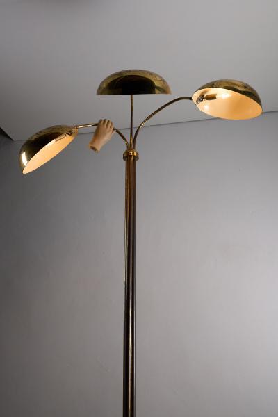 Mid Century Brass Floor Lamp with Three Adjustable Shades 1950s