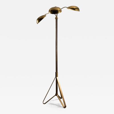 Mid Century Brass Floor Lamp with Three Adjustable Shades 1950s