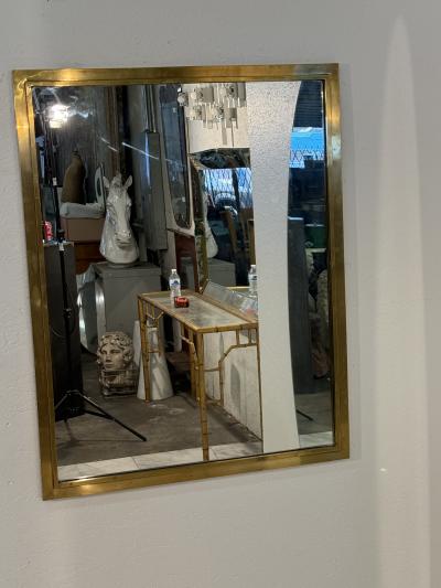 Mid Century Brass Framed Wall Mirror Italy 1950s