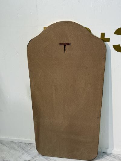 Mid Century Brass Framed Wall Mirror with Curved Silhouette 1960s