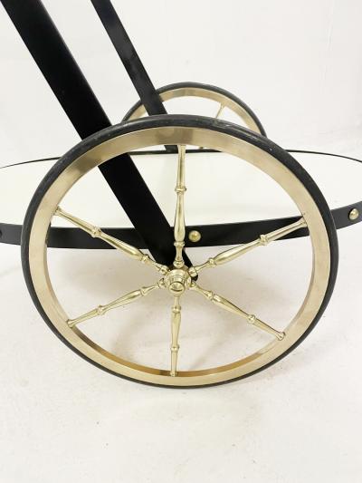 Mid Century Brass Glass and Metal Trolley