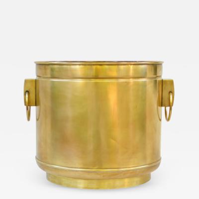 Mid Century Brass Planter with Hoop Ring Handles
