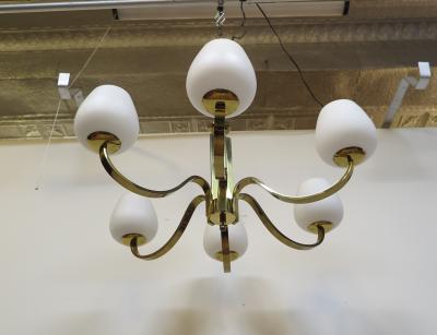 Mid Century Brass Tower Chandelier