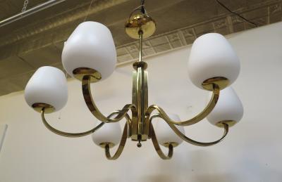 Mid Century Brass Tower Chandelier